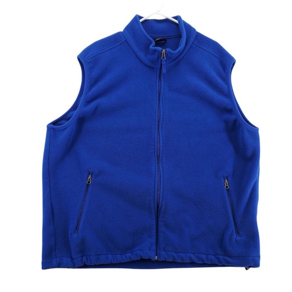 Lands' End Other - LAND'S END Vest Men's Full Zip Fleece Blue Mock Neck Zipper Pockets Size Reg XXL